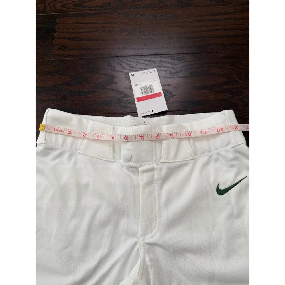 Nike Boys Large White Baseball Pants Green Stripe Team Engineered BQ6426-111 NWT